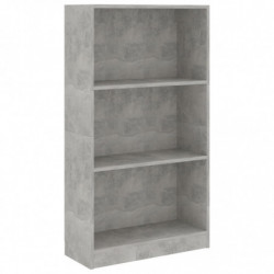 Bücherregal 3 Fächer Betongrau 60x24x109 cm Holzwerkstoff