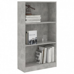 Bücherregal 3 Fächer Betongrau 60x24x109 cm Holzwerkstoff