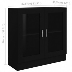 Vitrinenschrank Schwarz 82,5x30,5x80 cm Spanplatte