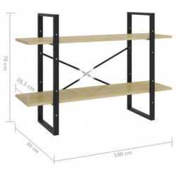 Bücherregal 2 Fächer Sonoma-Eiche 100x30x70 cm Spanplatte