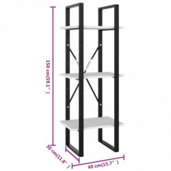 Bücherregal 3 Fächer Weiß 40x30x105 cm Holzwerkstoff