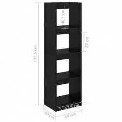 Bücherregal Raumteiler Schwarz 40x30x135,5 cm Massivholz Kiefer