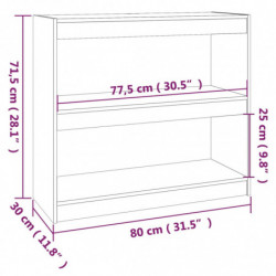 Bücherregal Raumteiler 80x30x71,5 cm Massivholz Kiefer