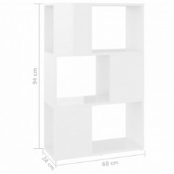 Bücherregal Raumteiler Hochglanz-Weiß 60x24x94 cm Spanplatte