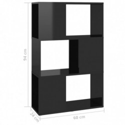 Bücherregal Raumteiler Hochglanz-Schwarz 60x24x94 cm Spanplatte