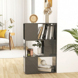 Bücherregal Raumteiler Hochglanz-Grau 60x24x94 cm Spanplatte