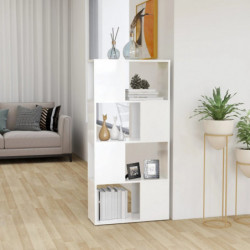 Bücherregal Raumteiler Hochglanz-Weiß 60x24x124,5 cm