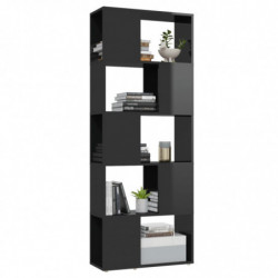 Bücherregal Raumteiler Hochglanz-Schwarz 60x24x155 cm