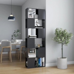 Bücherregal Raumteiler Grau 60x24x186 cm Spanplatte