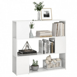 Bücherregal Raumteiler Hochglanz-Weiß 100x24x94 cm