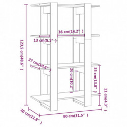 Bücherregal/Raumteiler Grau Sonoma 80x30x123,5 cm