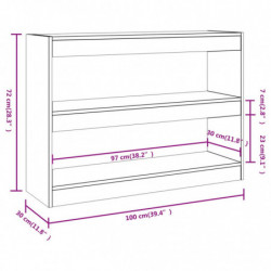 Bücherregal/Raumteiler Grau Sonoma 100×30×72 cm