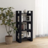 Bücherregal/Raumteiler Schwarz 60x35x125 cm Massivholz