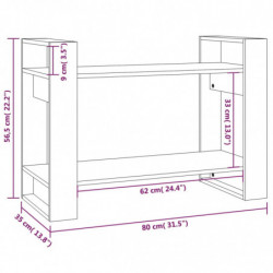 Bücherregal/Raumteiler Grau 80x35x56,5 cm Massivholz Kiefer