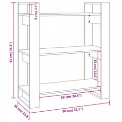 Bücherregal/Raumteiler Honigbraun 80x35x91 cm Massivholz