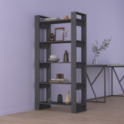 Bücherregal/Raumteiler Grau 80x35x160 cm Massivholz