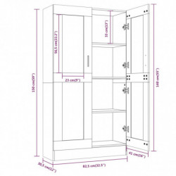 Vitrinenschrank Braun Eiche-Optik 82,5x30,5x150cm Holzwerkstoff