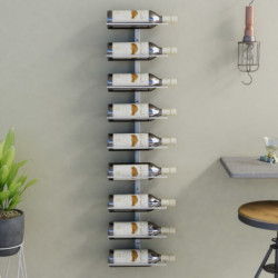 Wand-Weinregal für 9 Flaschen Weiß Eisen