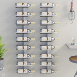Wand-Weinregal für 9 Flaschen 2 Stk. Weiß Eisen
