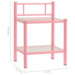 Nachttisch Rosa Transparent 45x34,5x60,5 cm Metall und Glas