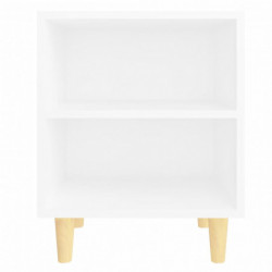 Nachttisch mit Massivholz-Beinen Weiß 40x30x50 cm