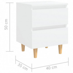 Nachttisch mit Kiefernholz-Beinen Weiß 40x35x50 cm