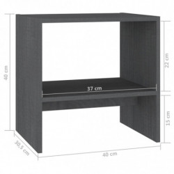 Nachttisch Grau 40x30,5x40 cm Kiefer Massivholz