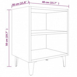 Nachttisch mit Metallbeinen Grau Sonoma 40x30x50 cm