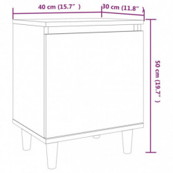 Nachttisch mit Massivholz-Beinen Grau Sonoma 40x30x50 cm