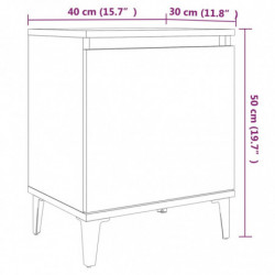 Nachttisch mit Metallbeinen Räuchereiche 40x30x50 cm