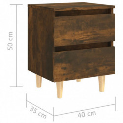 Nachttisch mit Massivholz-Beinen Räuchereiche 40x35x50 cm