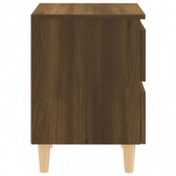 Nachttisch mit Massivholz-Beinen Braun Eichen-Optik 40x35x50 cm
