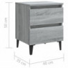Nachttisch mit Metallbeinen Grau Sonoma 40x35x50 cm