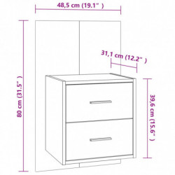 Wand-Nachttische 2 Stk. Grau Sonoma Holzwerkstoff