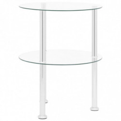 Beistelltisch mit 2 Ablagen Transparent 38 cm Hartglas