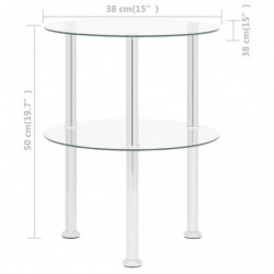 Beistelltisch mit 2 Ablagen Transparent 38 cm Hartglas