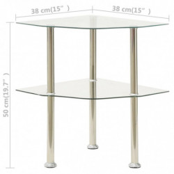 Beistelltisch mit 2 Ablagen Transparent 38x38x50 cm Hartglas