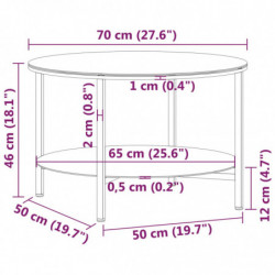 Beistelltisch Schwarz und Schwarze Marmor-Optik 70 cm Hartglas