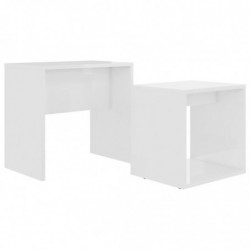 Couchtisch-Set Hochglanz-Weiß 48 x 30 x 45 cm Spanplatte