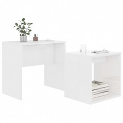 Couchtisch-Set Hochglanz-Weiß 48 x 30 x 45 cm Spanplatte