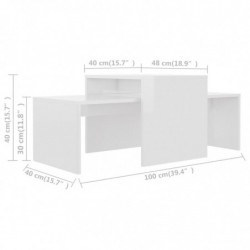 Couchtisch-Set Hochglanz-Weiß 100x48x40 cm Spanplatte