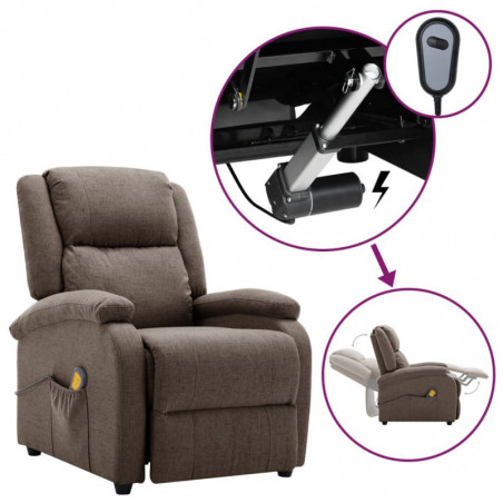 Massagesessel mit Liegefunktion Elektrisch Taupe Stoff Massagesessel mit Liegefunktion Elektrisch Taupe Stoff