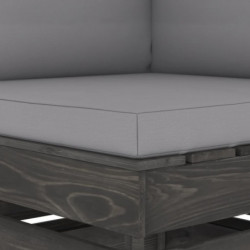 Modulares Ecksofa mit Kissen Grau Imprägniertes Holz