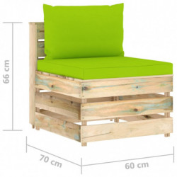 Modulares Mittelsofa mit Kissen Grün Imprägniertes Holz