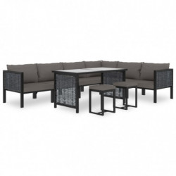 Sofa-Eckelement mit Rechter Armlehne Poly Rattan Anthrazit