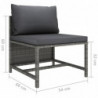 3-Sitzer-Gartensofa mit Kissen Grau Poly Rattan