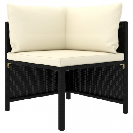 Modular-Ecksofa mit Kissen Schwarz Poly Rattan