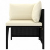 Modular-Ecksofa mit Kissen Schwarz Poly Rattan