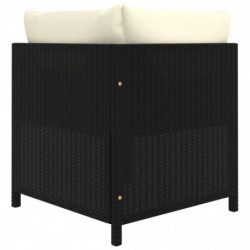 Modular-Ecksofa mit Kissen Schwarz Poly Rattan