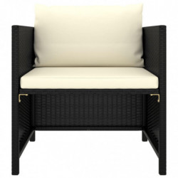 Gartensofa mit Kissen Schwarz Poly Rattan